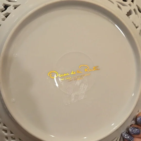 Oscar de la Renta Vintage Belmonte White Elegant Lattice Porcelain Serving Plate - Picture 7 of 7